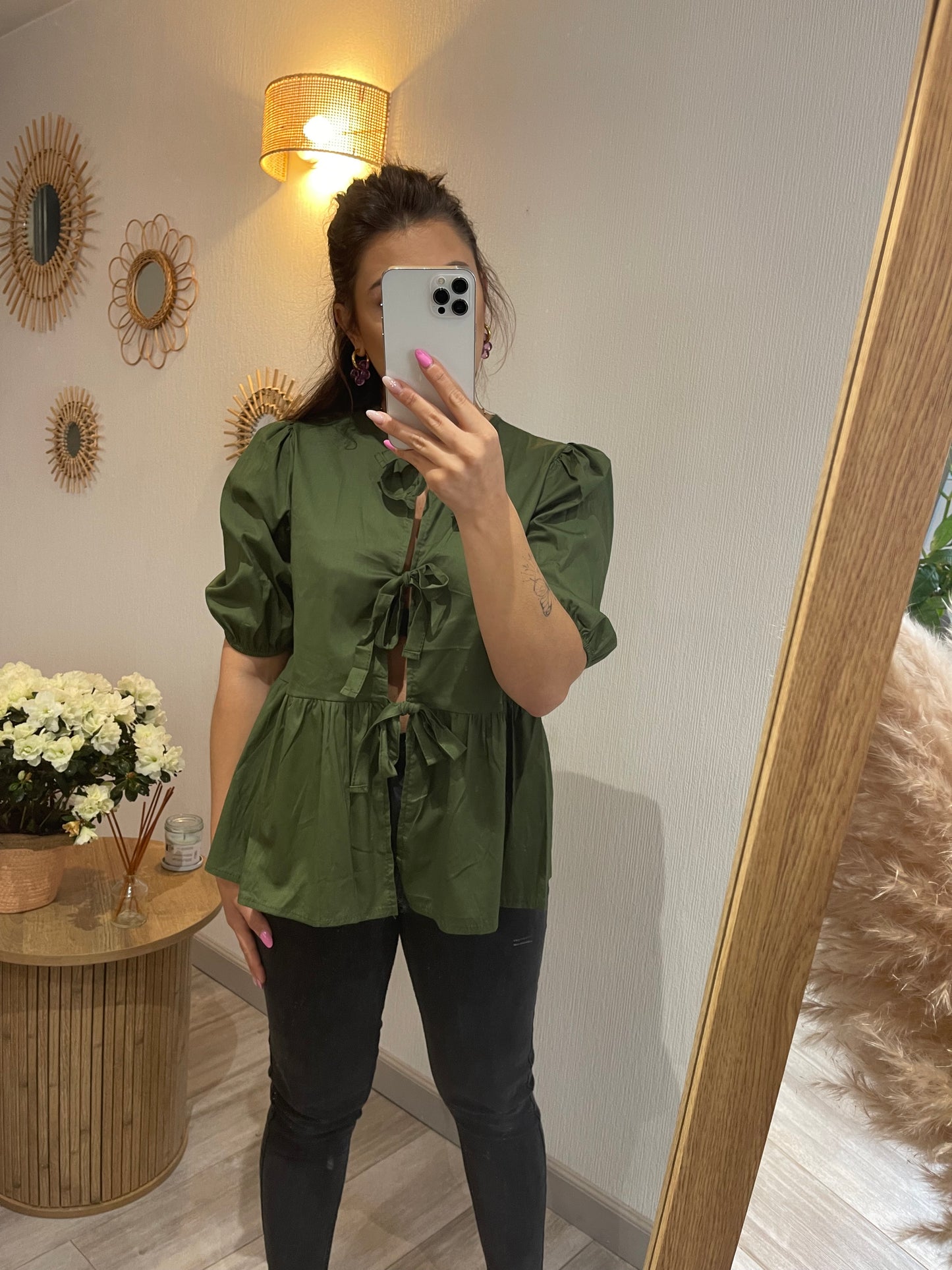 Blouse à noeuds - Kaki