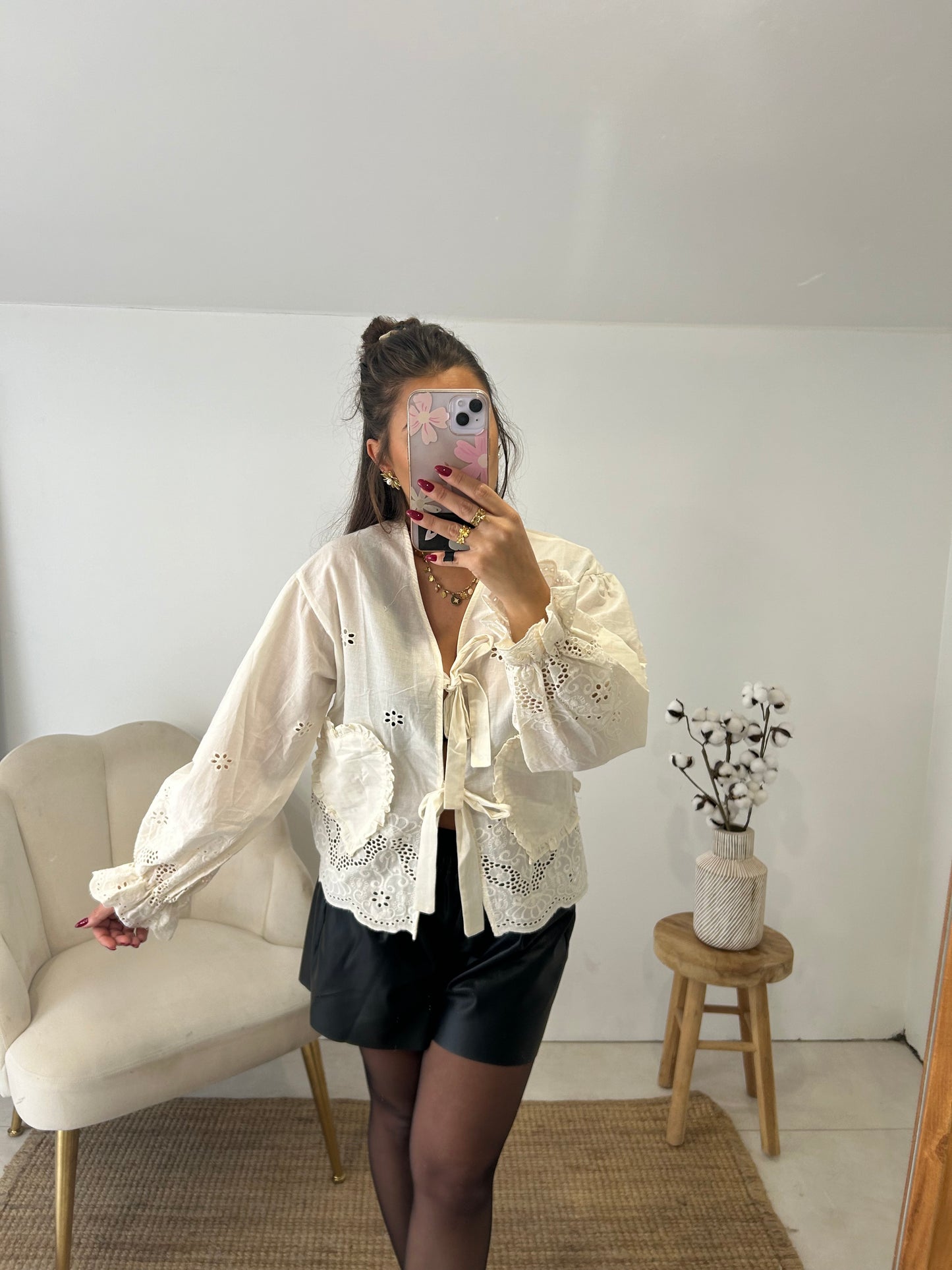 BLOUSE COEUR CRÈME
