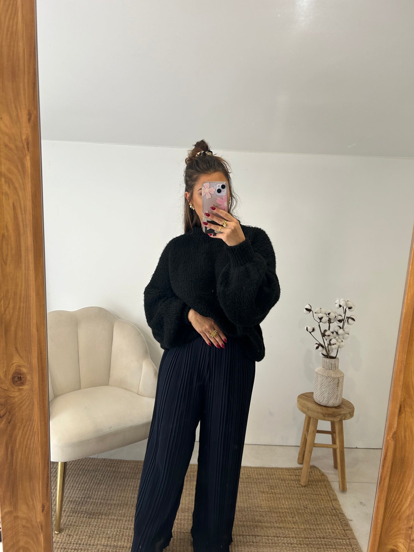 PANTALON PLISSÉ DANA - BLEU MARINE