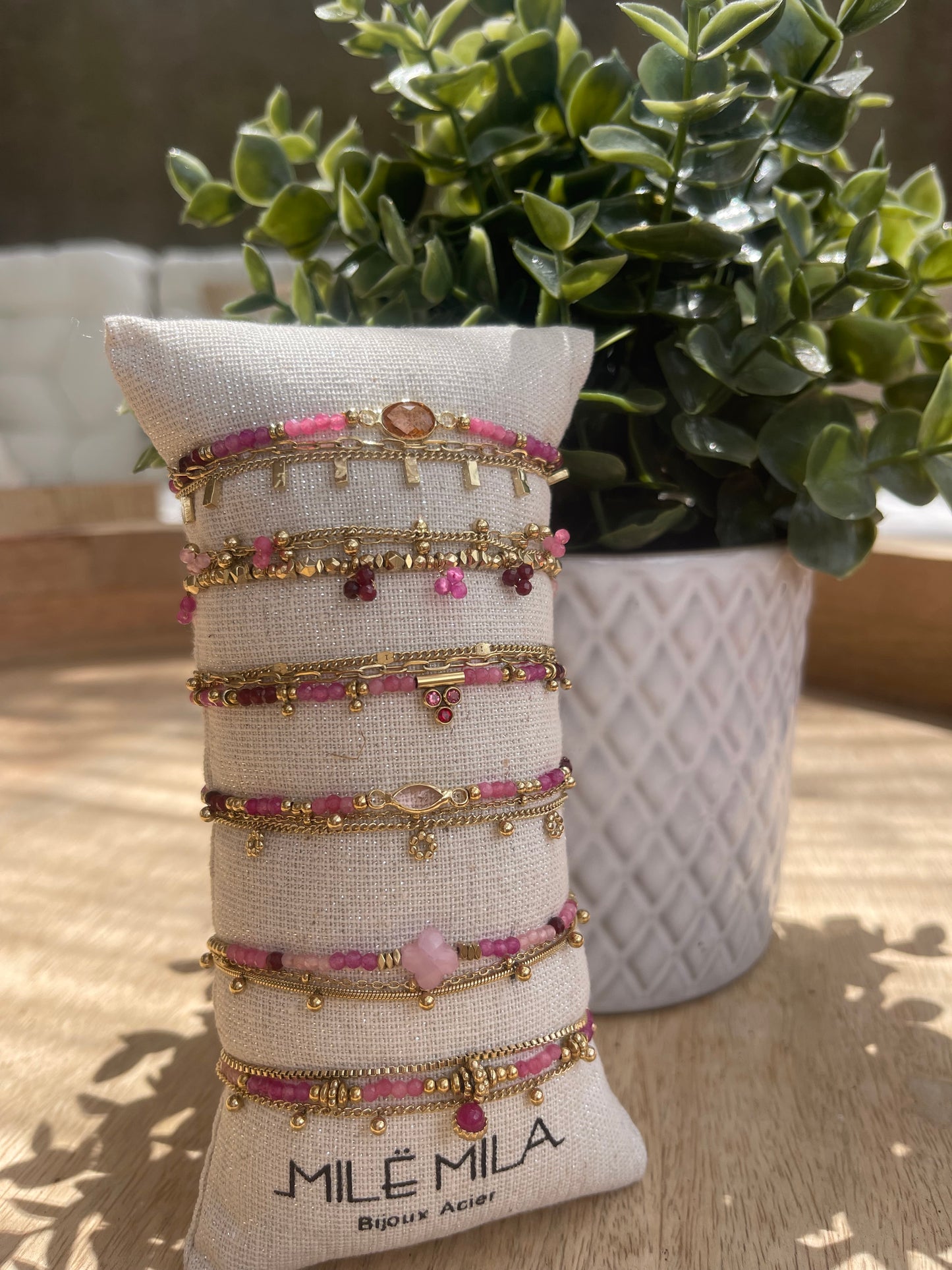 Bracelet triple rangs - Rose
