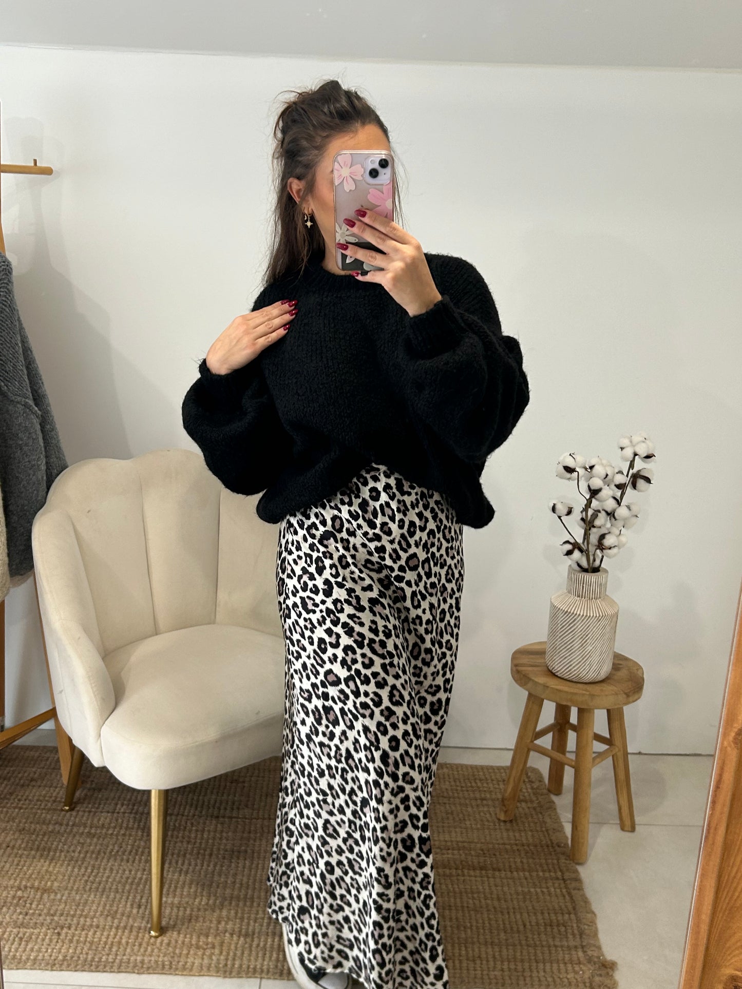 JUPE PAULINE LÉOPARD SATIN