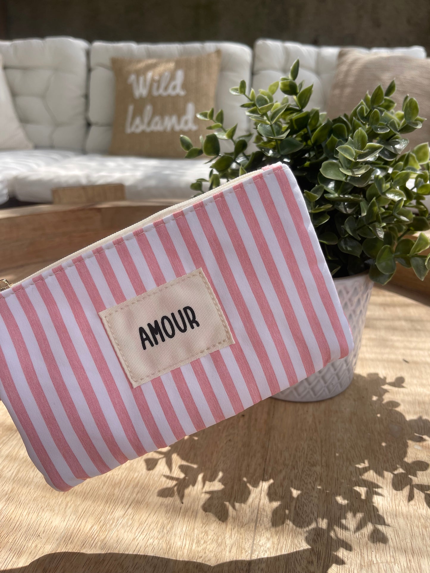 Pochette Amour - Rayé rose