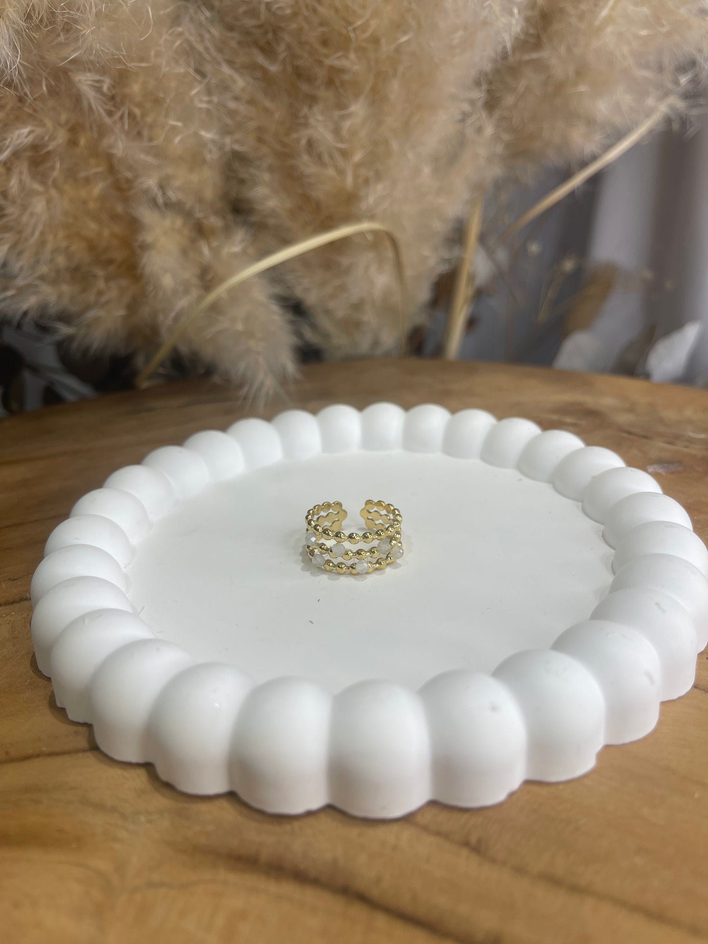 Bague Bella - Perles Blanches/grises