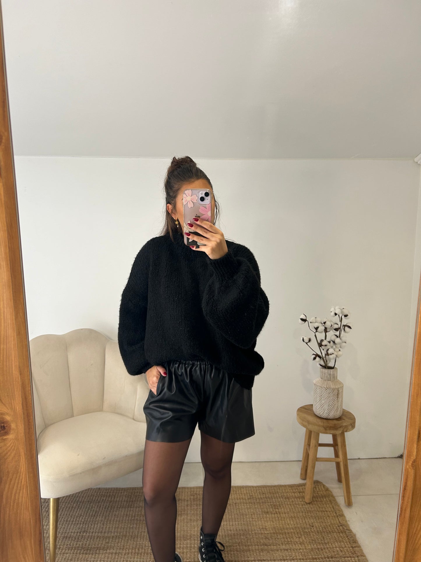 SHORT AGATHE SIMILI NOIR