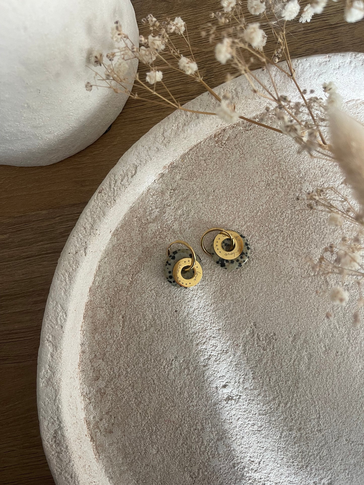 Boucles Perles Naturelles - Léopard Ronde