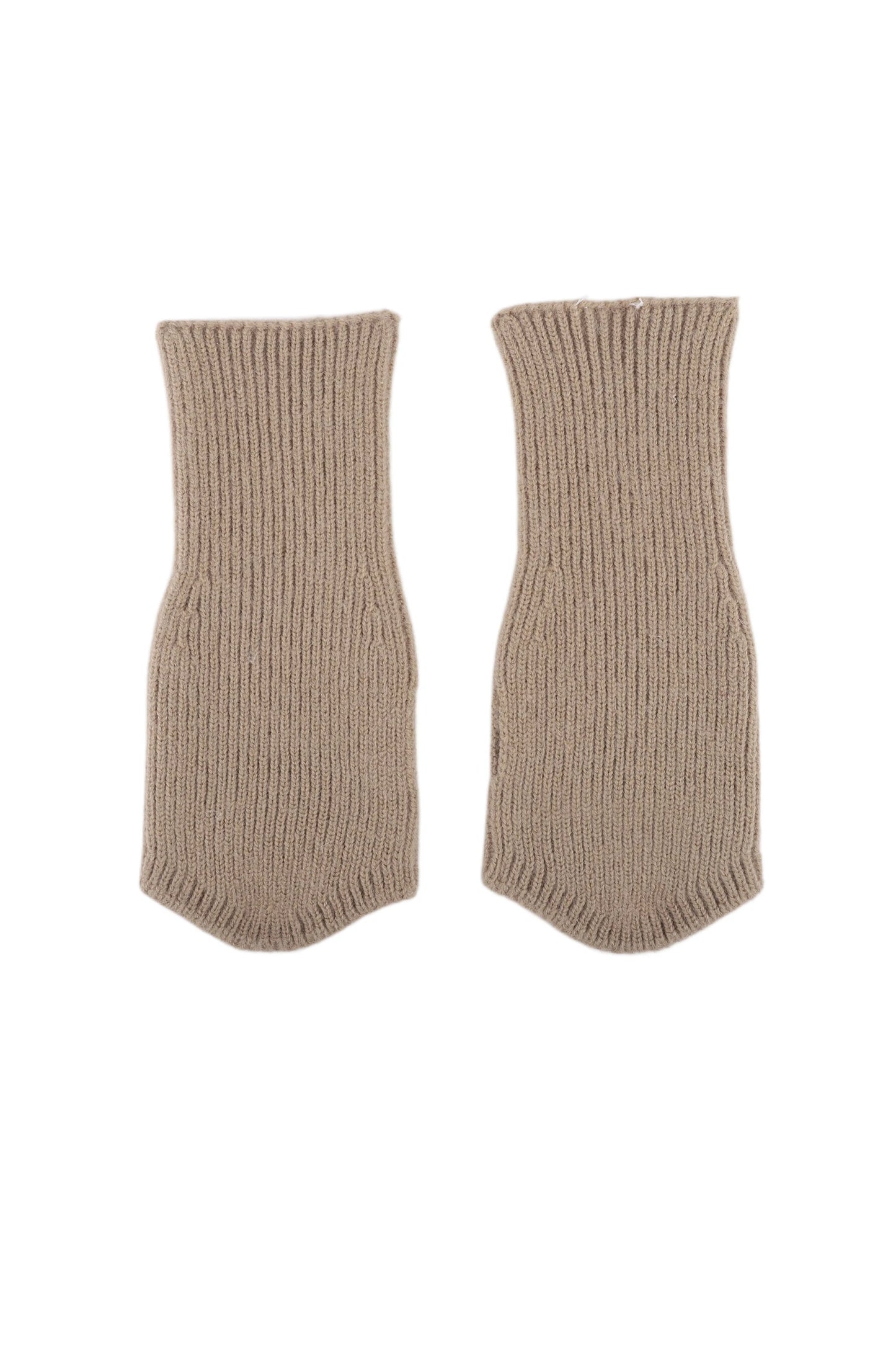 MITAINES TRICOTÉES TORSADÉES ET COTELÉES TAUPE