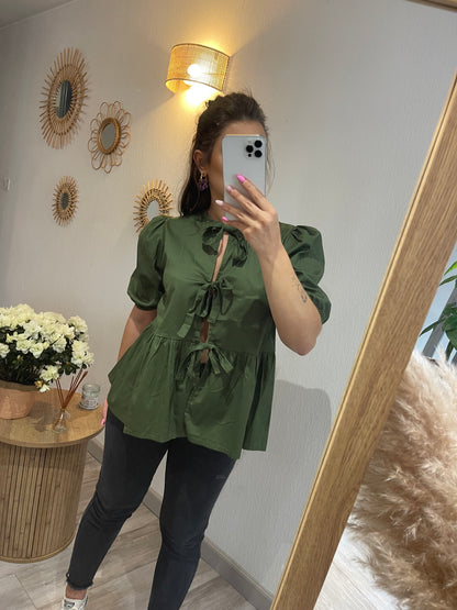 Blouse à noeuds - Kaki