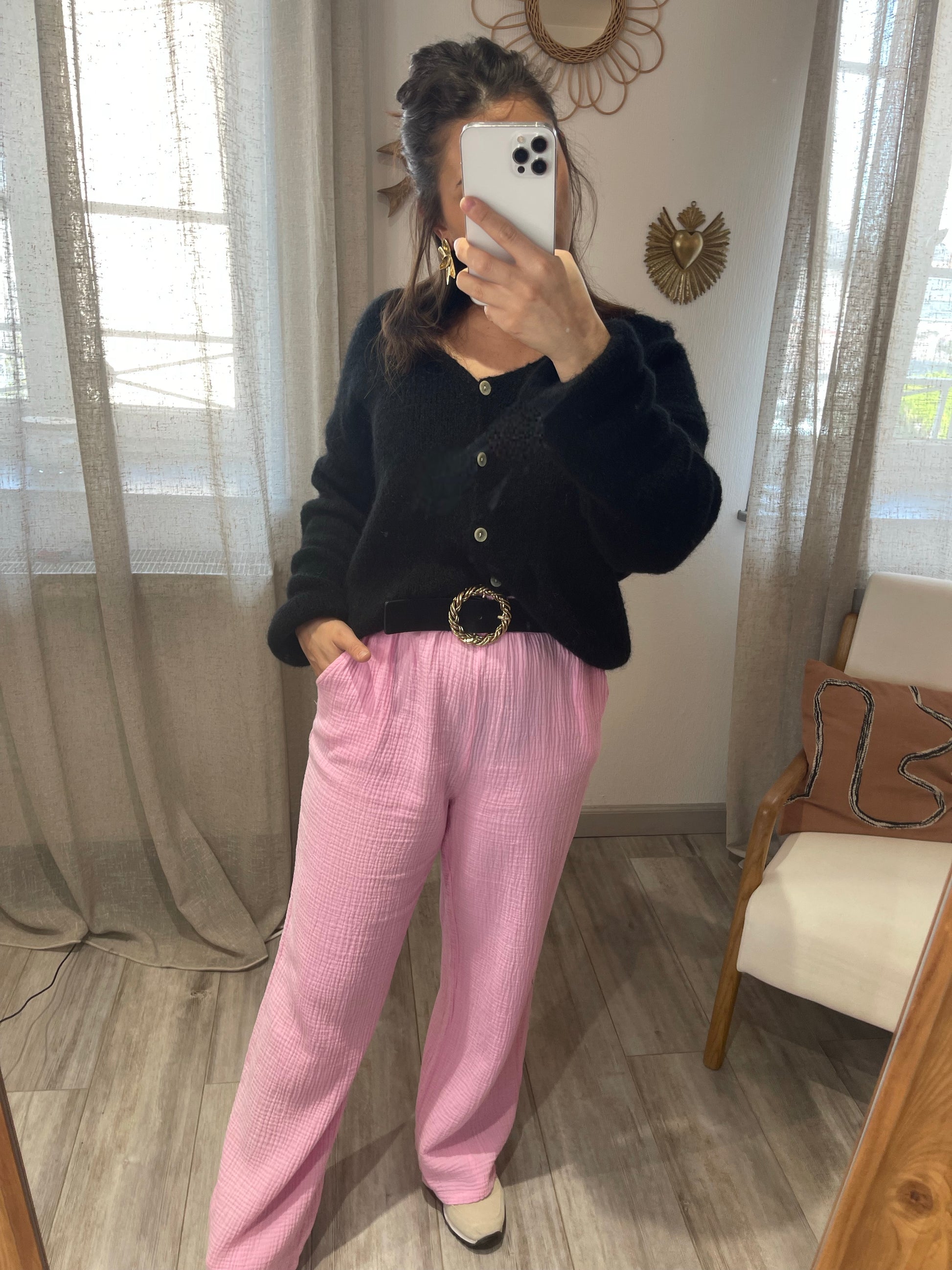 Rose Vetement Gaz De Coton SAMI Rose Chemise Gaze De Coton